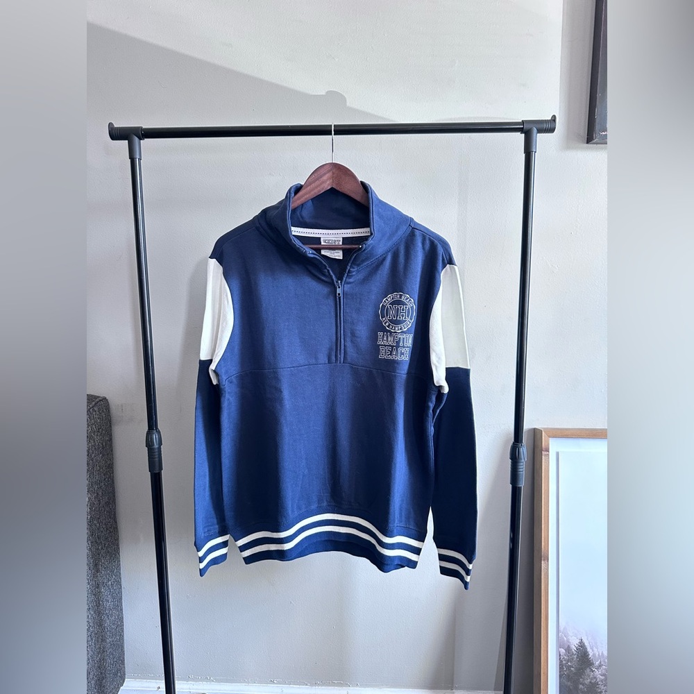 Exist Beach Sweatshirt Size Medium Navy Hampton Beach Quarter Zip Sweatshirt - Picture 3 of 16